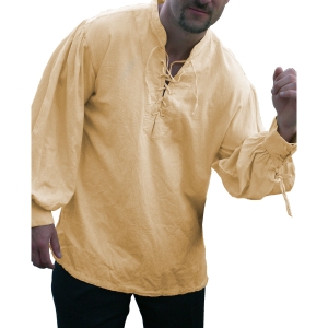 Morgan pima cotton pirate shirt in natural, size Small.