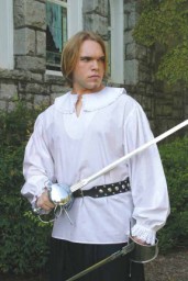 Musketeer shirt, white with lace trimmed collar and cuffs.
