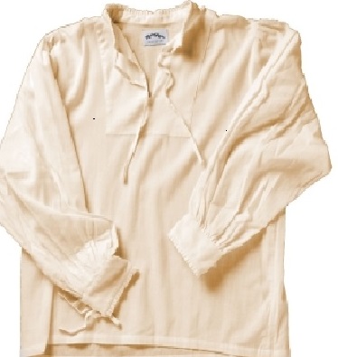 Pima cotton lace-up pirate shirt in natural.