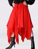 Pirate skirt with handkerchief hem in red.