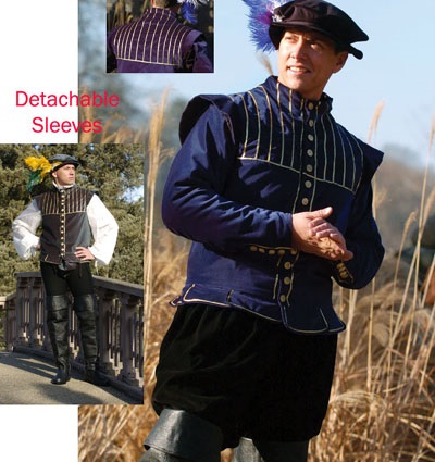 Scots Doublet in navy, small inset pictured in black