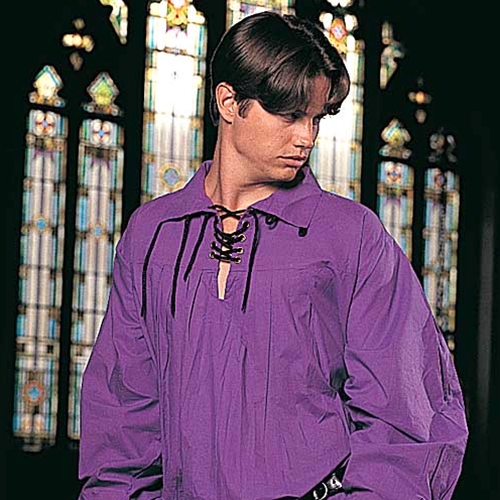 Swordsman Shirt - narrow cuffs that won't interfere with swordplay - inspired by Elizabethan design,white, black purple, sizes S-2XL.