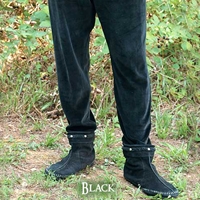 Men's velvet pants in black.