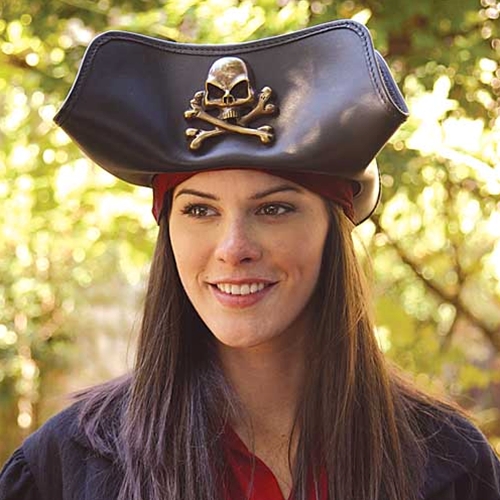 Blue Leather Cavalier Pirate Hat 